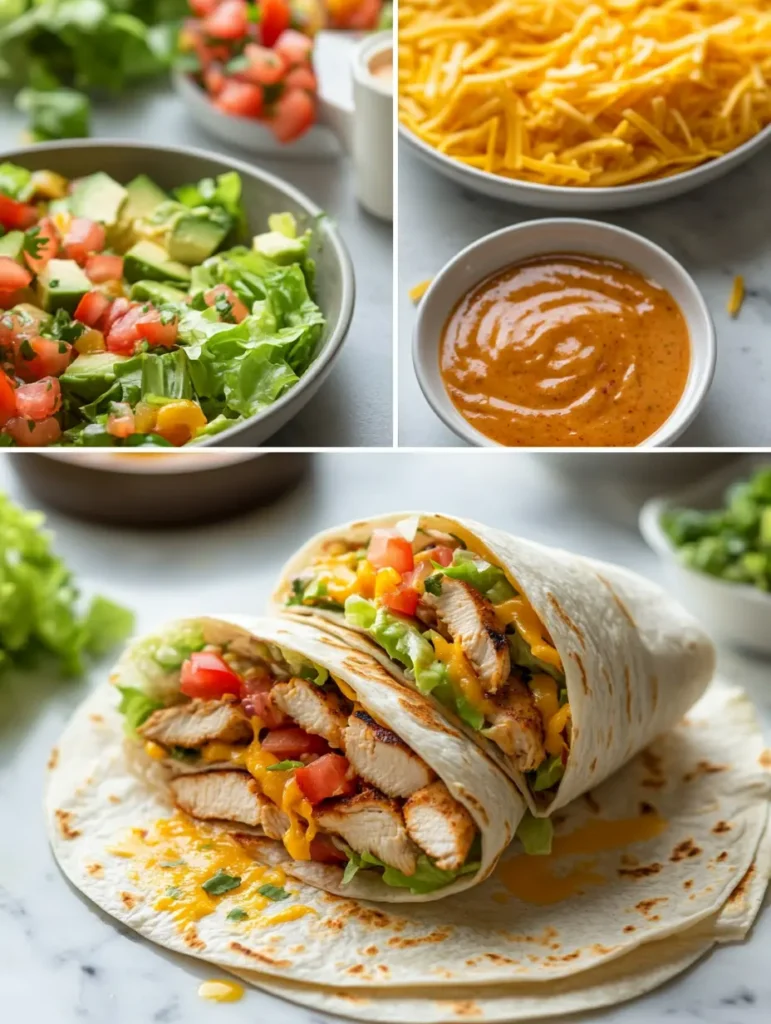 Step-by-step preparation of Chipotle Ranch Grilled Chicken Burrito