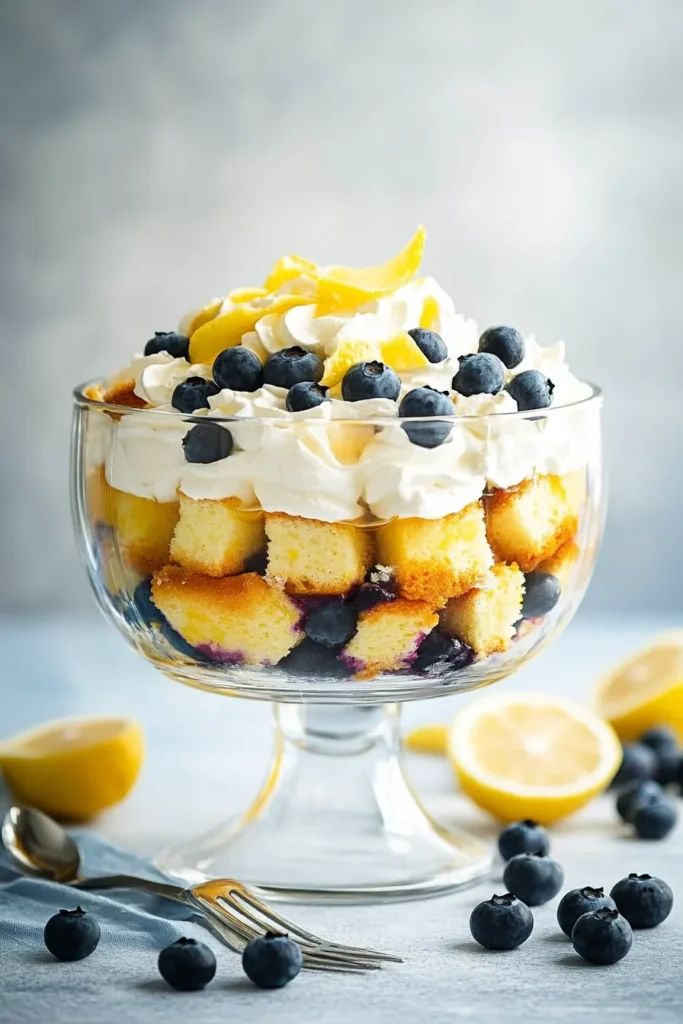 Folding blueberries into lemon cream
