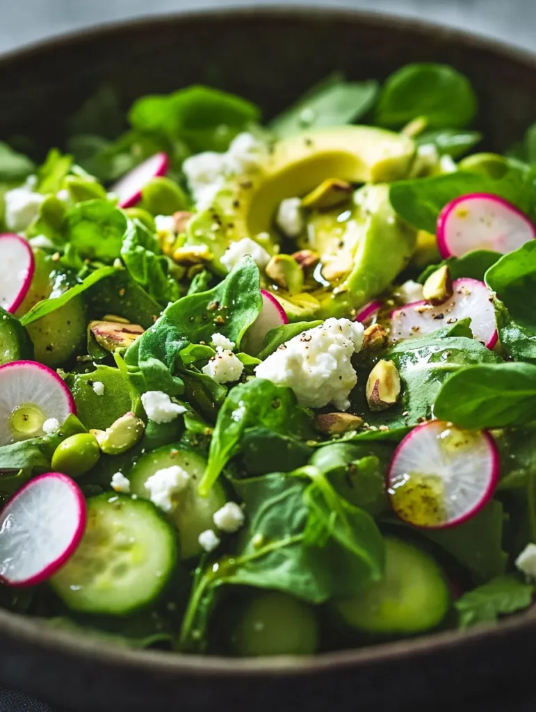 Homemade herb vinaigrette being drizzled over spring vegetables