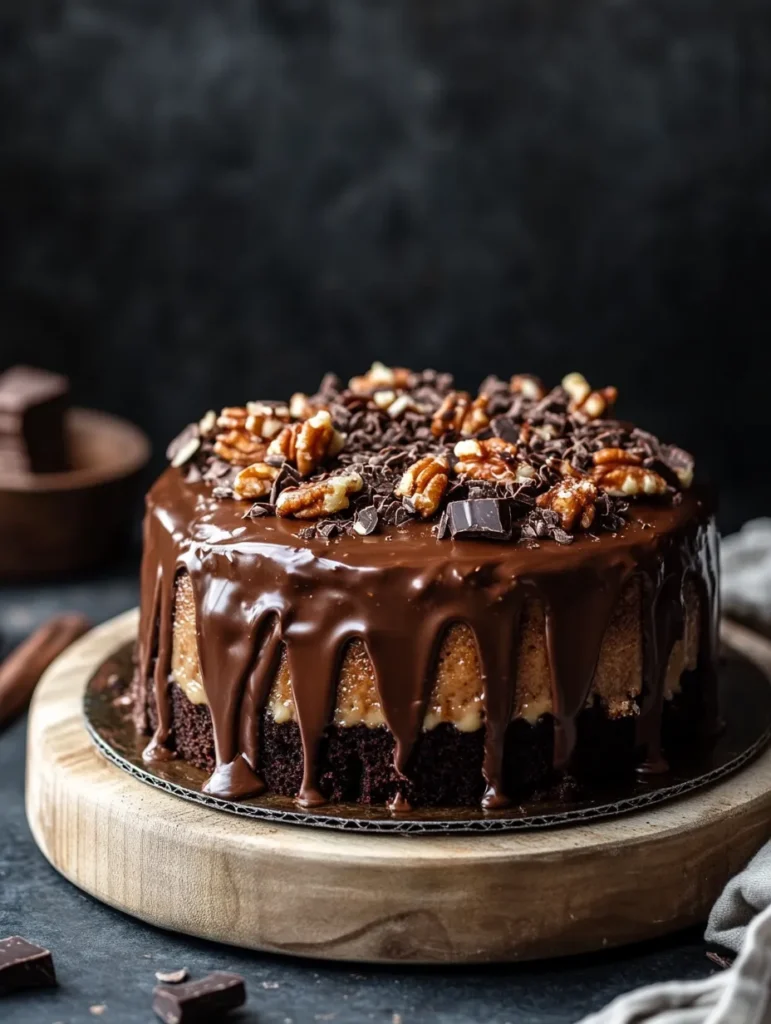 Cutting into cake showing layers