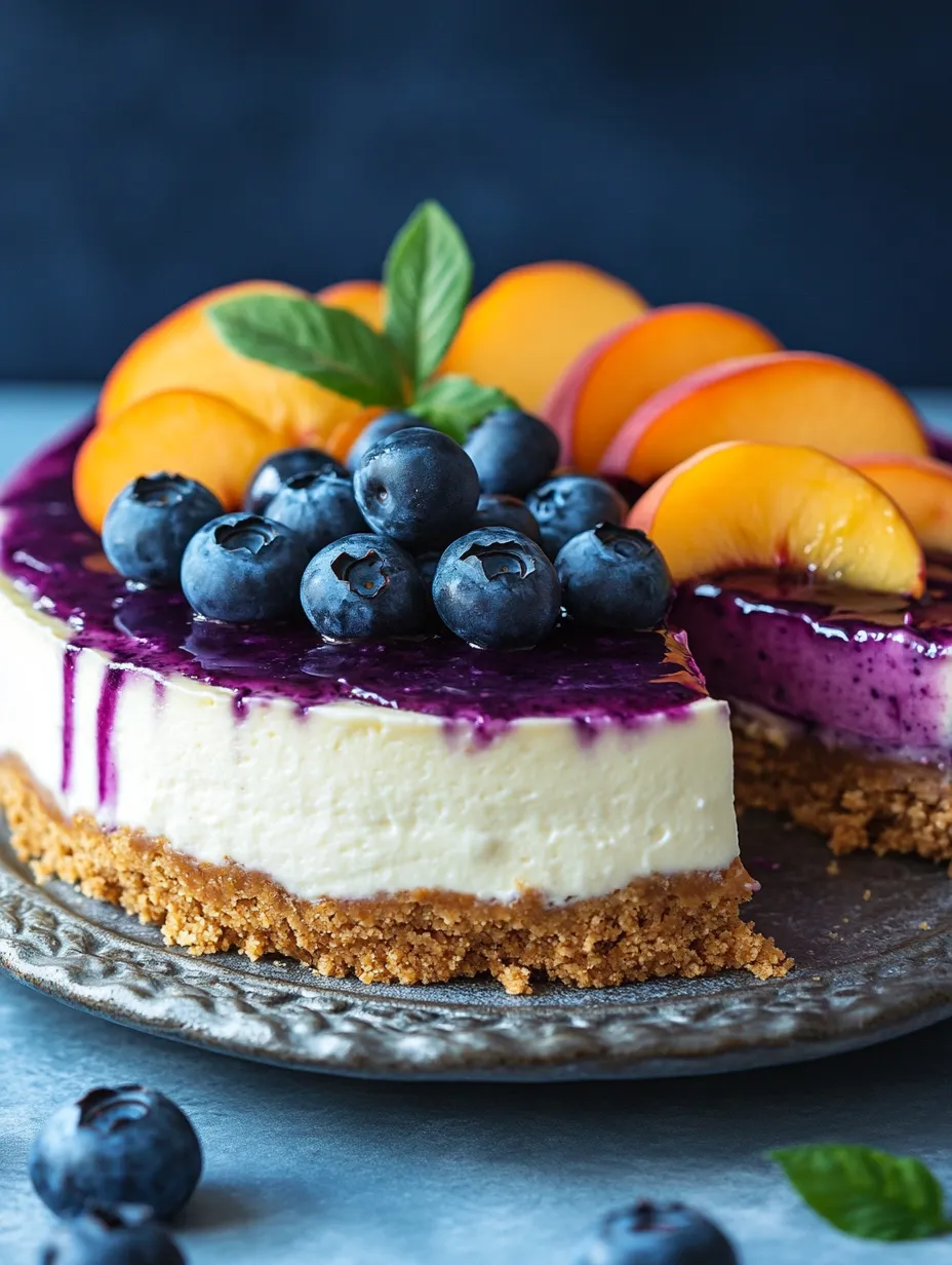 Blueberry Peach Cheesecake