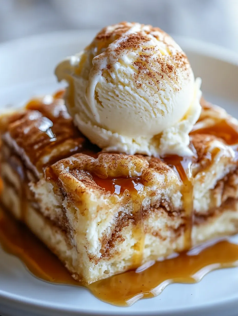 Freshly baked cinnamon roll bliss bars with icing drizzle