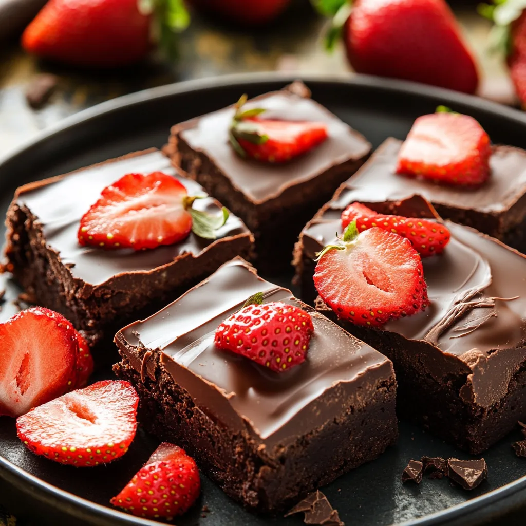 Serving platter of brownies with powdered sugar