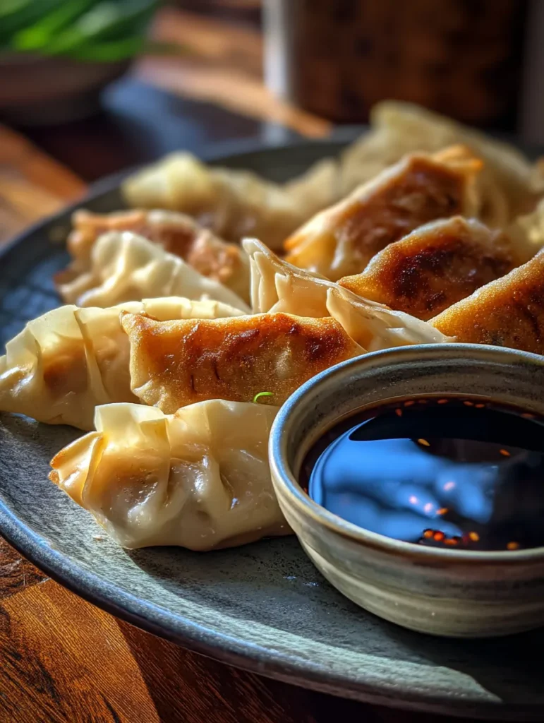 Step-by-step folding of vegetable potsticker wrappers