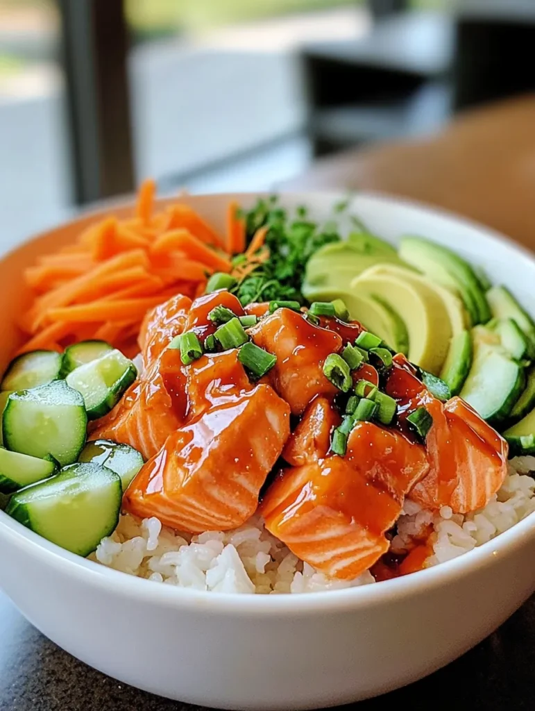 Variety of spicy salmon bowl variations with different toppings