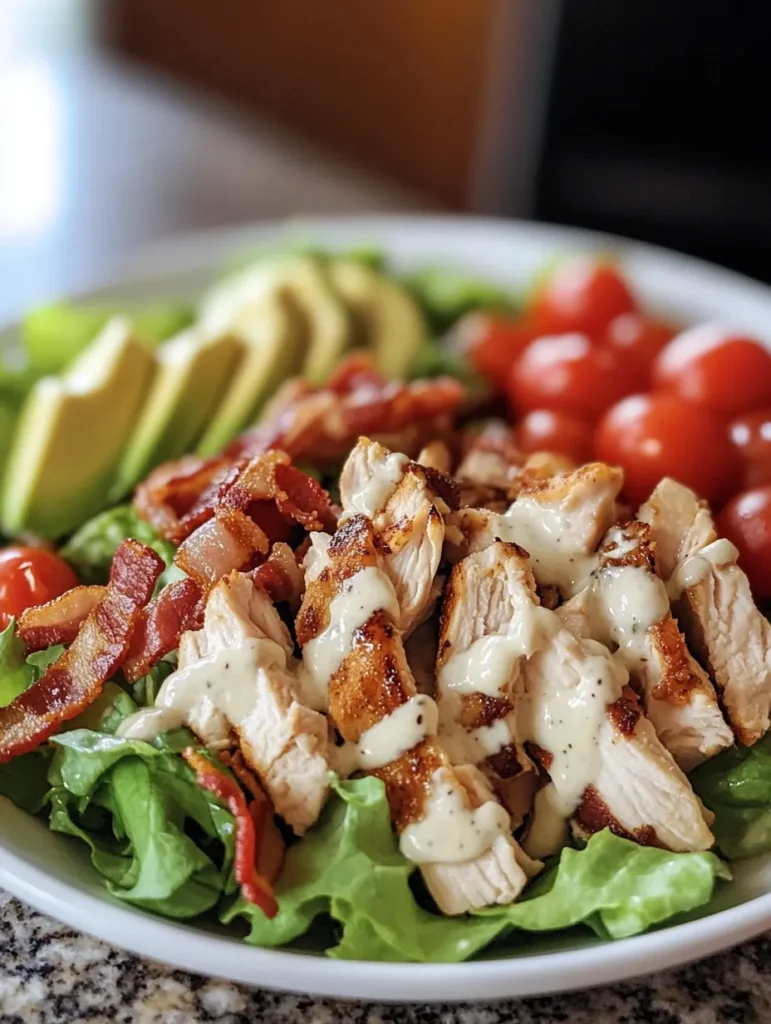 Close-up of spoon scooping keto BLT chicken salad