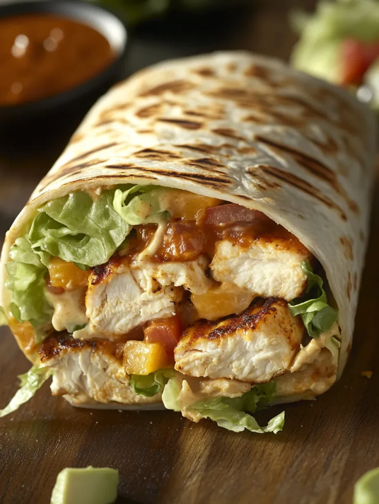Toasted chipotle ranch grilled chicken burrito on plate with sides