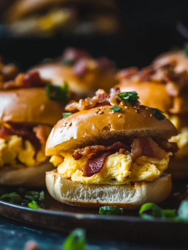 Make ahead bagel breakfast sliders with melted cheese