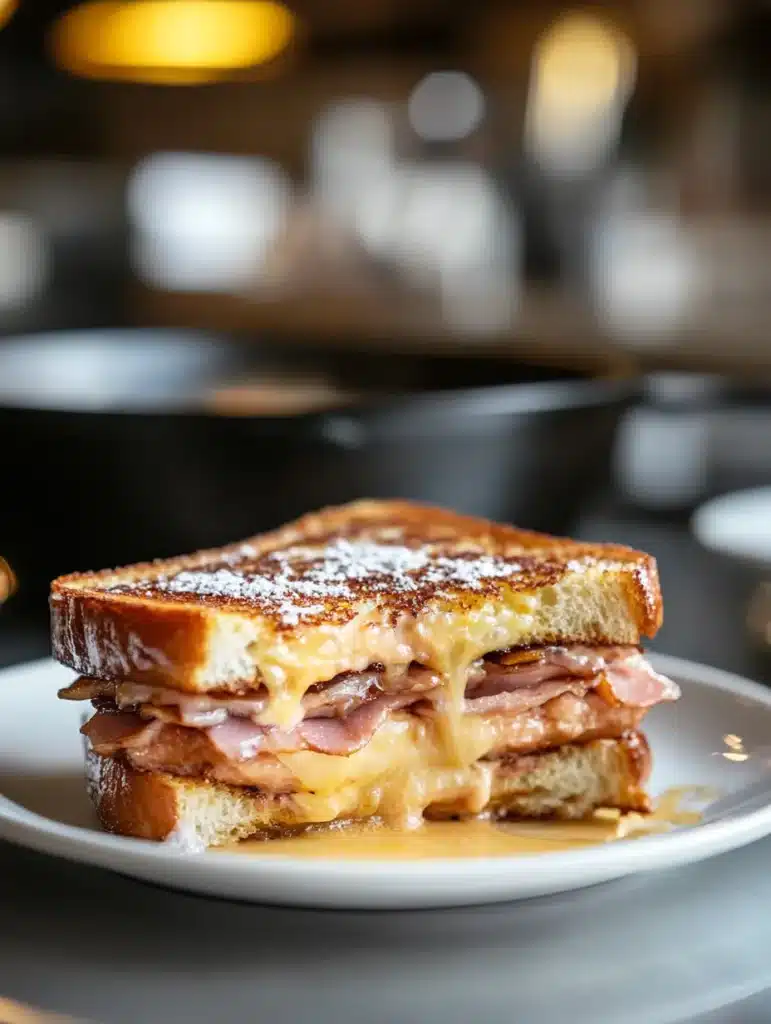 Monte Cristo sandwich made with professional kitchen equipment