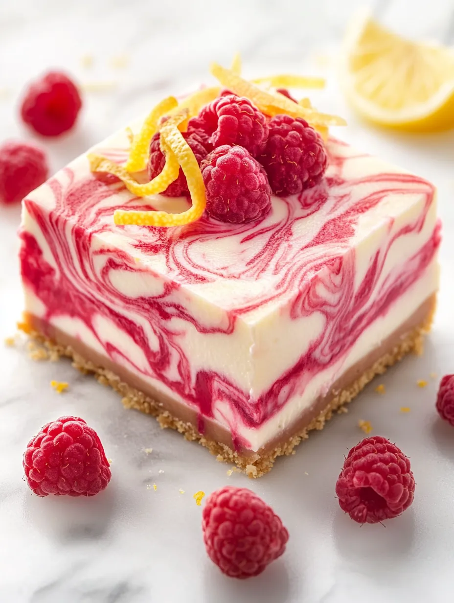 Lemon Raspberry Swirl Cheesecake: Perfectly Creamy & Tangy Dessert