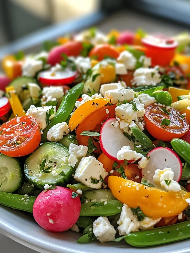 Homemade lemon vinaigrette being poured over spring salad
