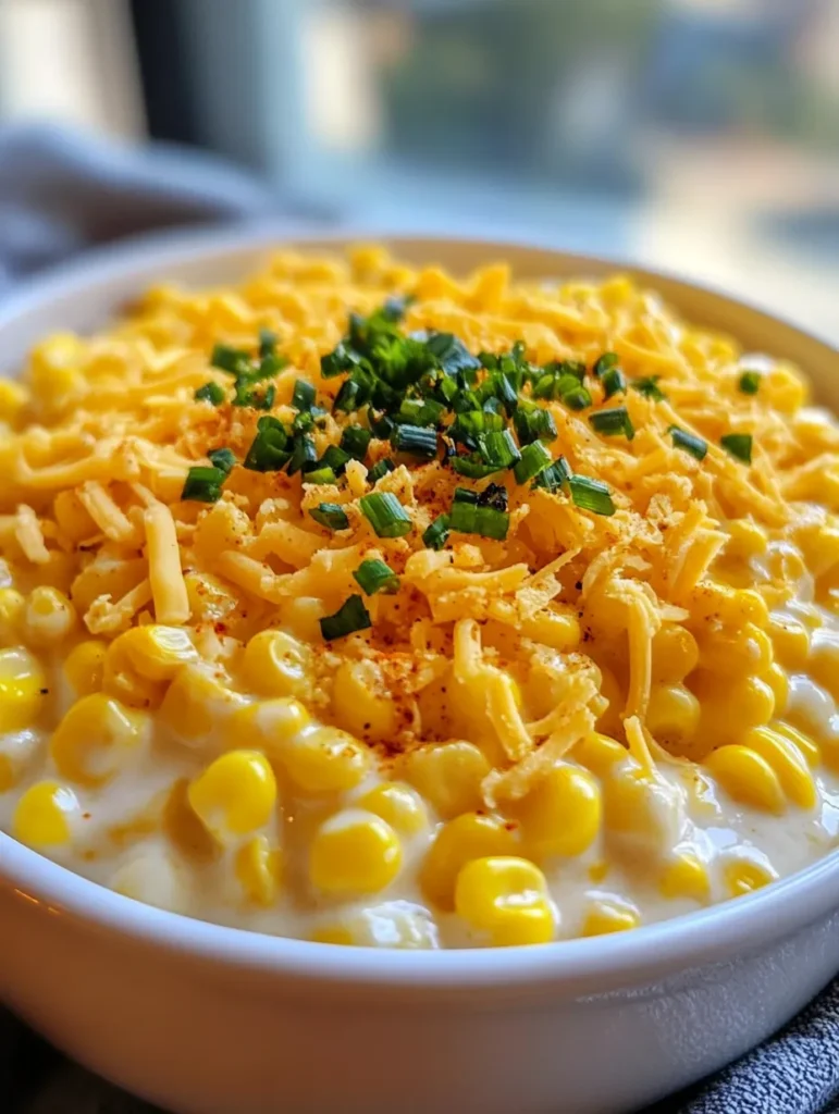 Ingredients for creamy cheesy corn laid out on wooden cutting board