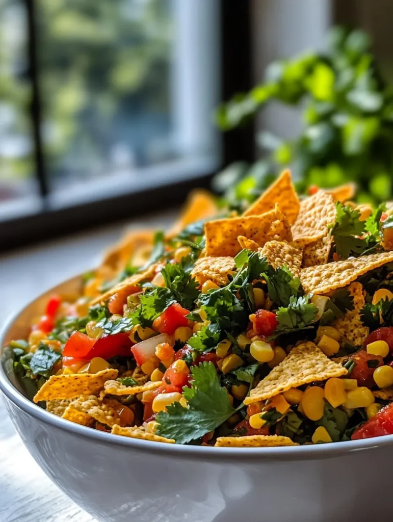 Frito Corn Salad being served at outdoor BBQ gathering