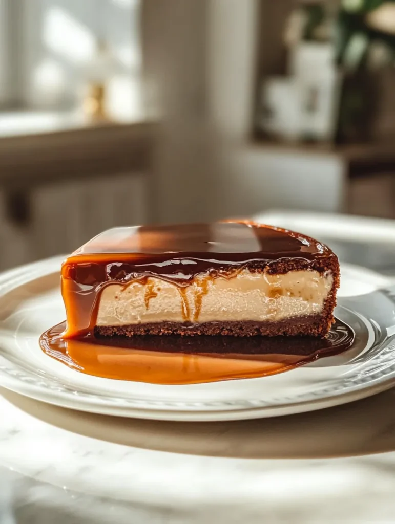 Ingredients for Gooey Coffee Caramel Cake arranged on marble countertop