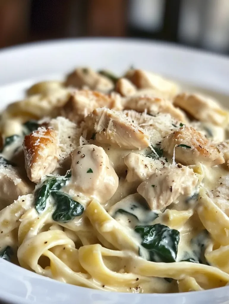 Ingredients for creamy chicken spinach pasta