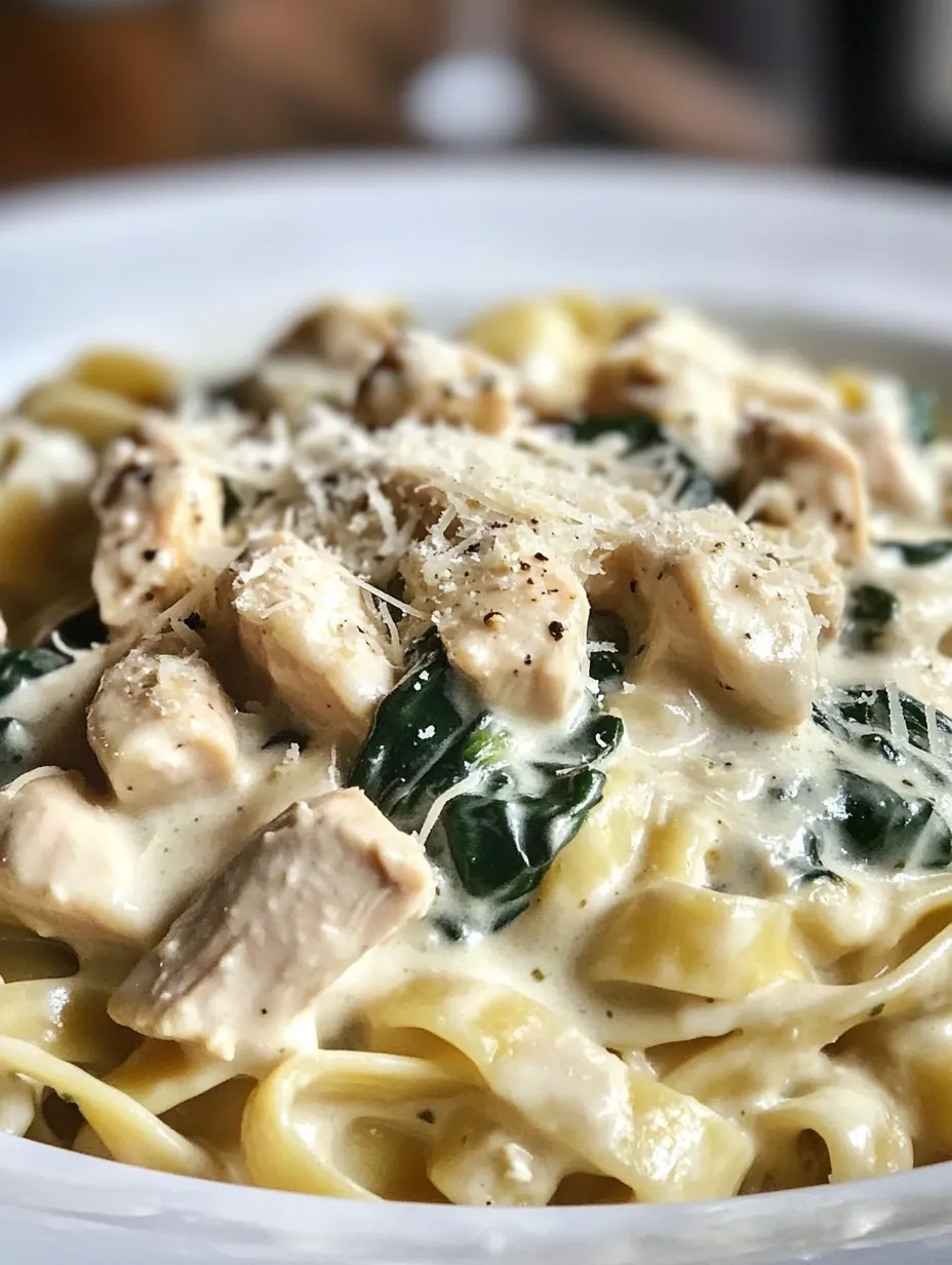 Creamy chicken spinach pasta