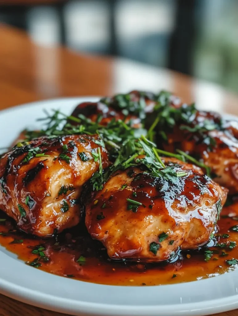 Raw chicken breasts with BBQ sauce and spices on wooden cutting board