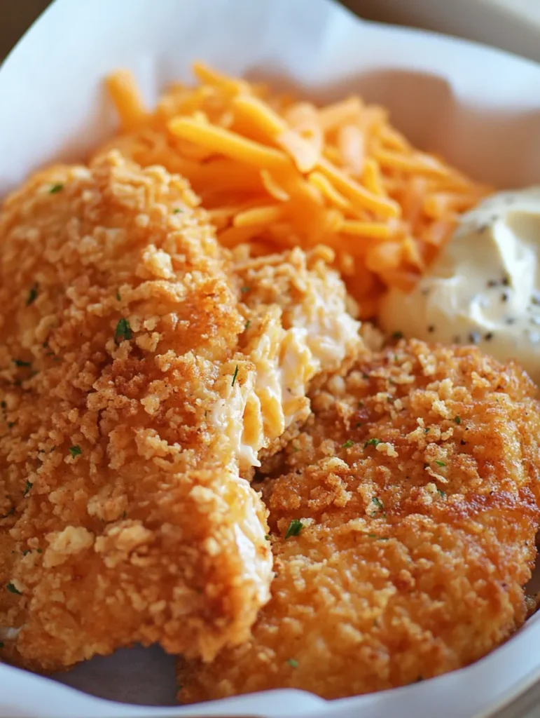 Crispy chicken ranch patties on white plate