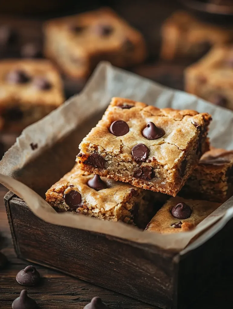 Cut keto chocolate chip cookie bars on white plate showing perfect chewy texture