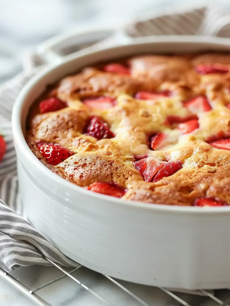 Easy one-bowl strawberry cake cooling on wire rack showing simple homemade baking method