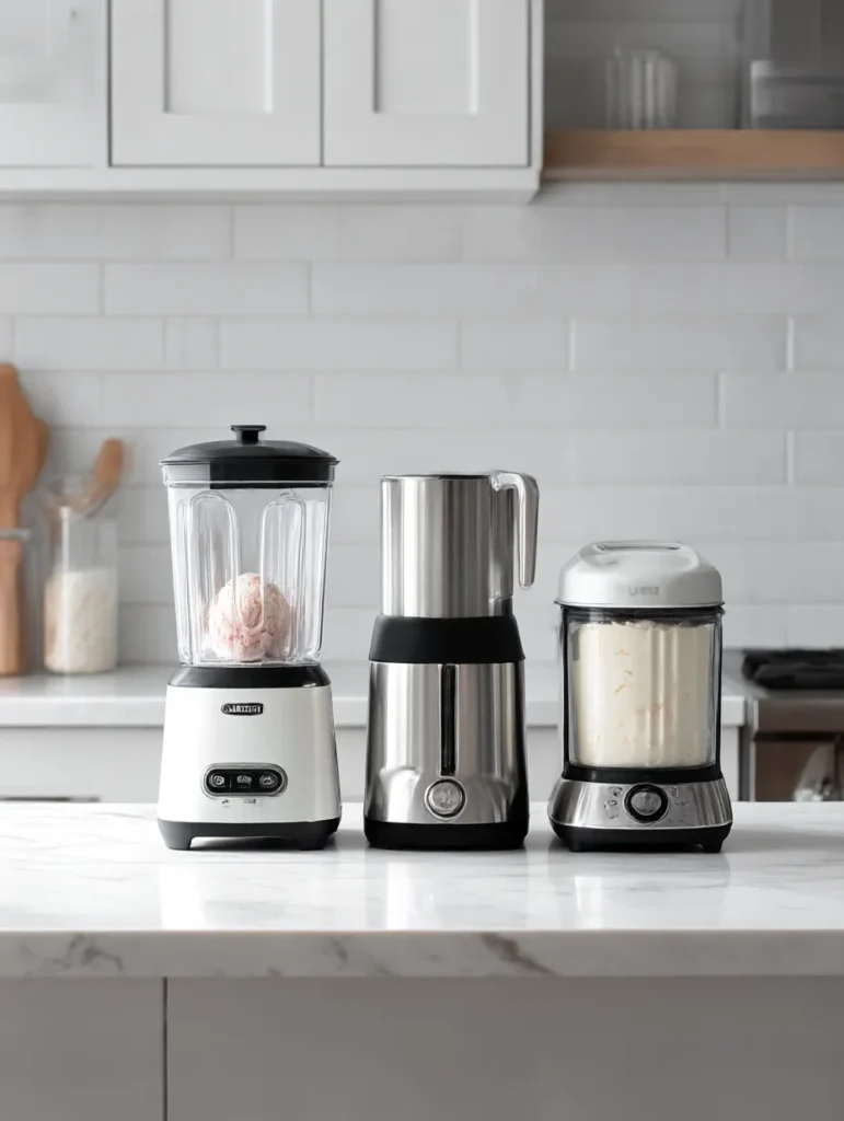 Three different ice cream makers for homemade sorbet comparison