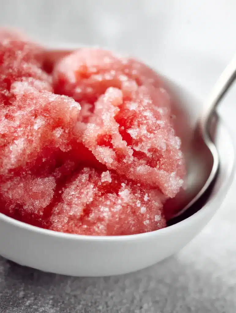 Perfect fluffy strawberry sorbet texture without equipment