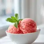 Strawberry sorbet without equipment recipe card