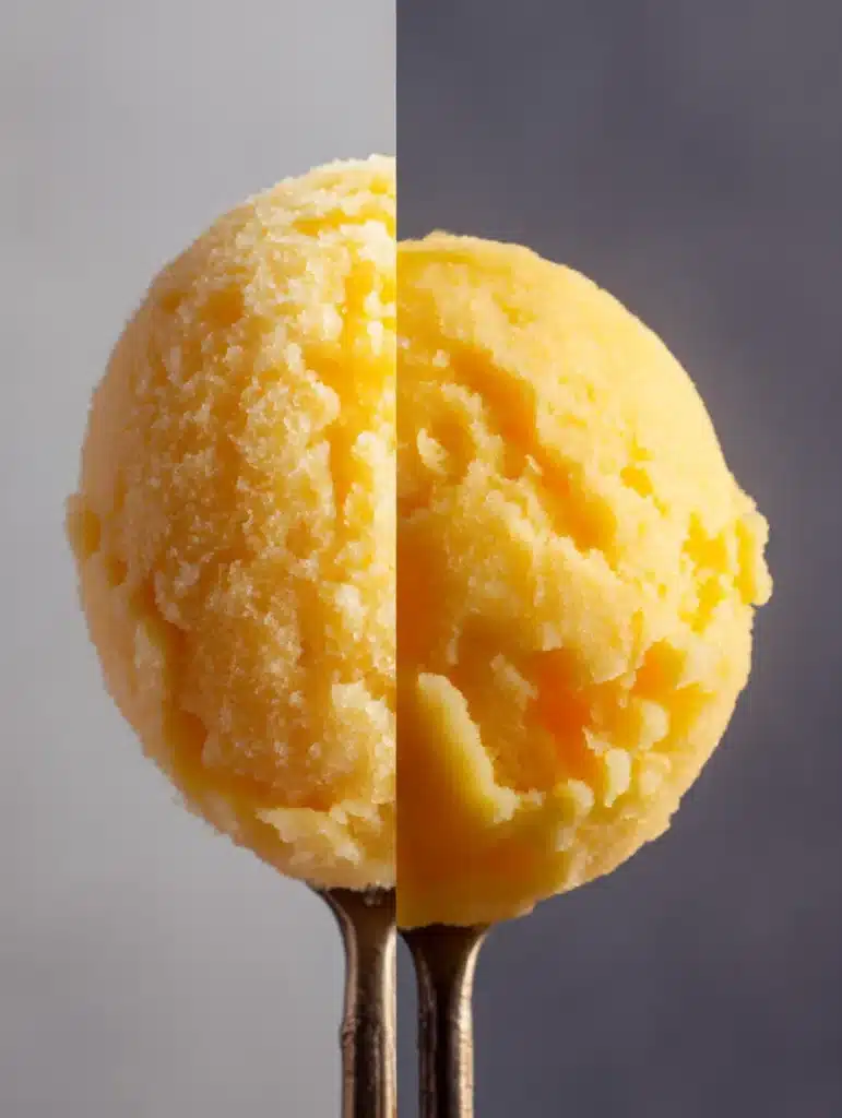 Common sorbet texture problems versus perfect creamy scoopable consistency