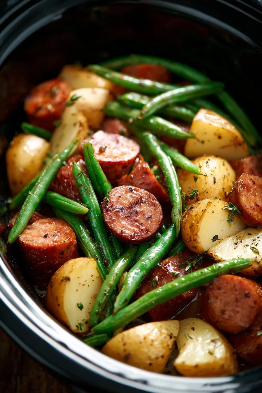 Crockpot Kielbasa Green Beans