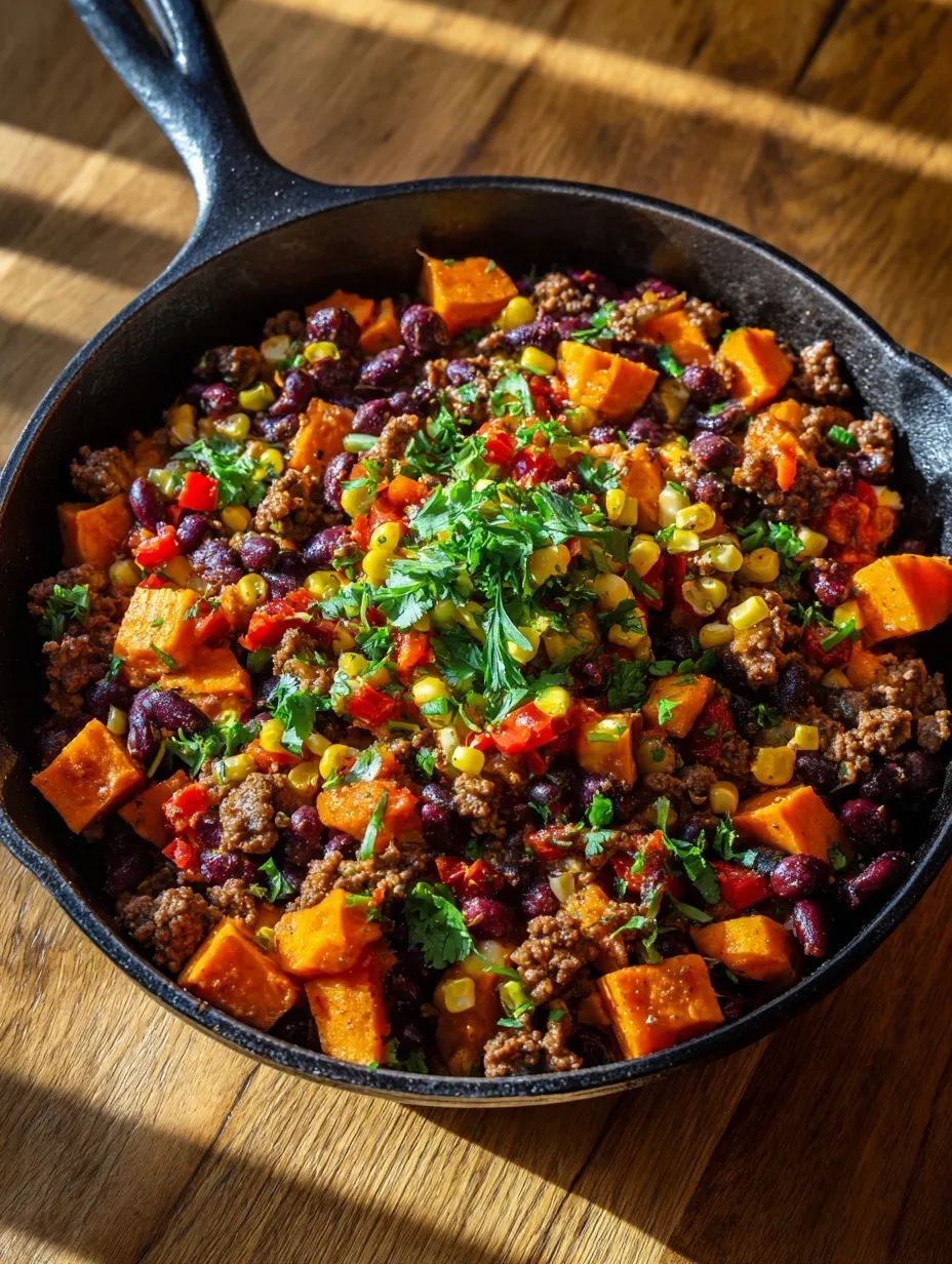 Southwest Beef Sweet Potato Skillet