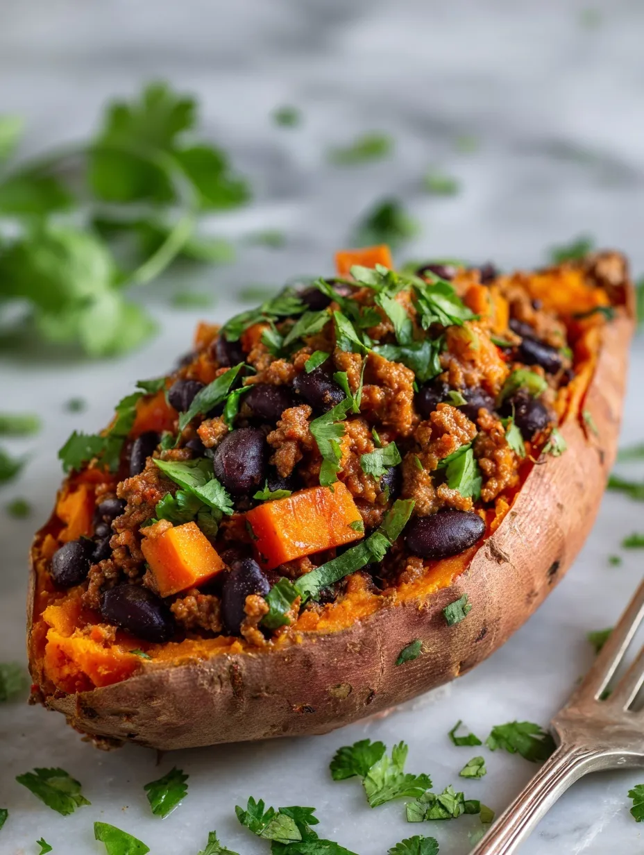 Ground Turkey Stuffed Sweet Potatoes