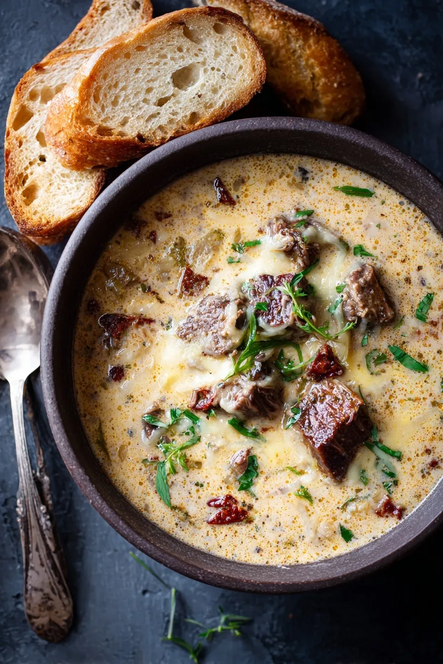 Philly Cheesesteak Soup Paradise