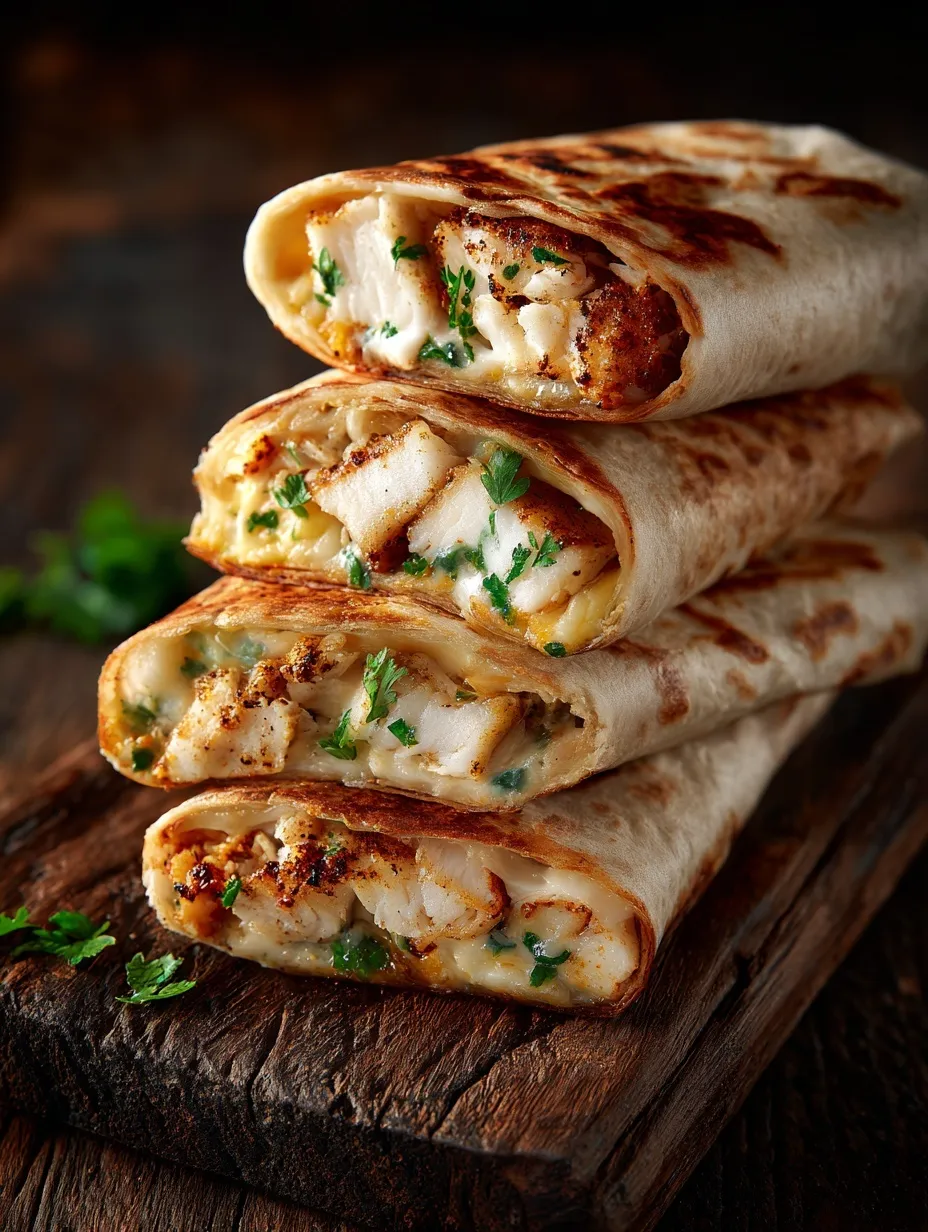 Cheesy Garlic Chicken Wraps