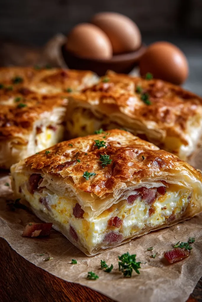 Breakfast Stuffed Puff Pastry Bars