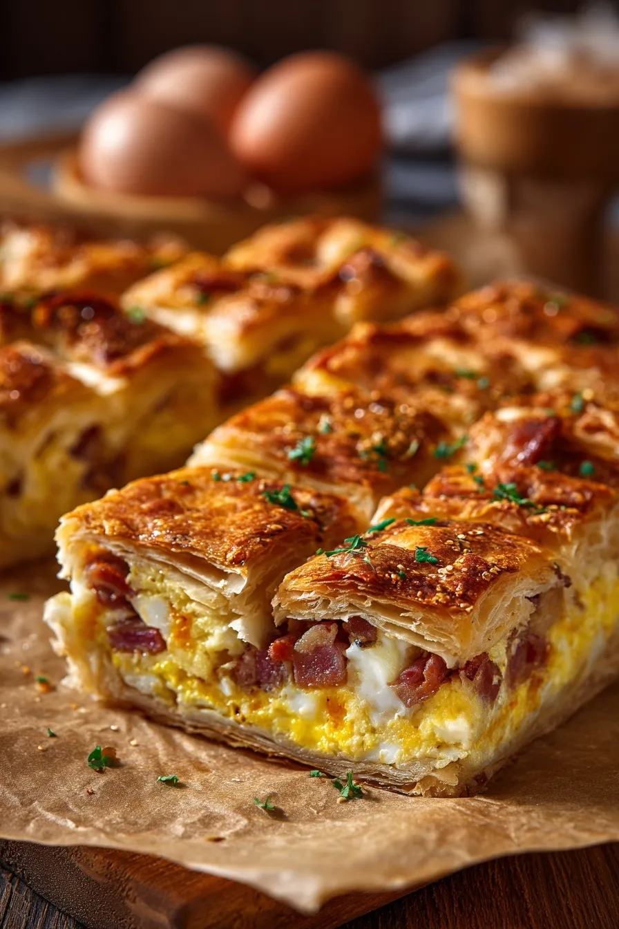 Breakfast Stuffed Puff Pastry Bars Recipe