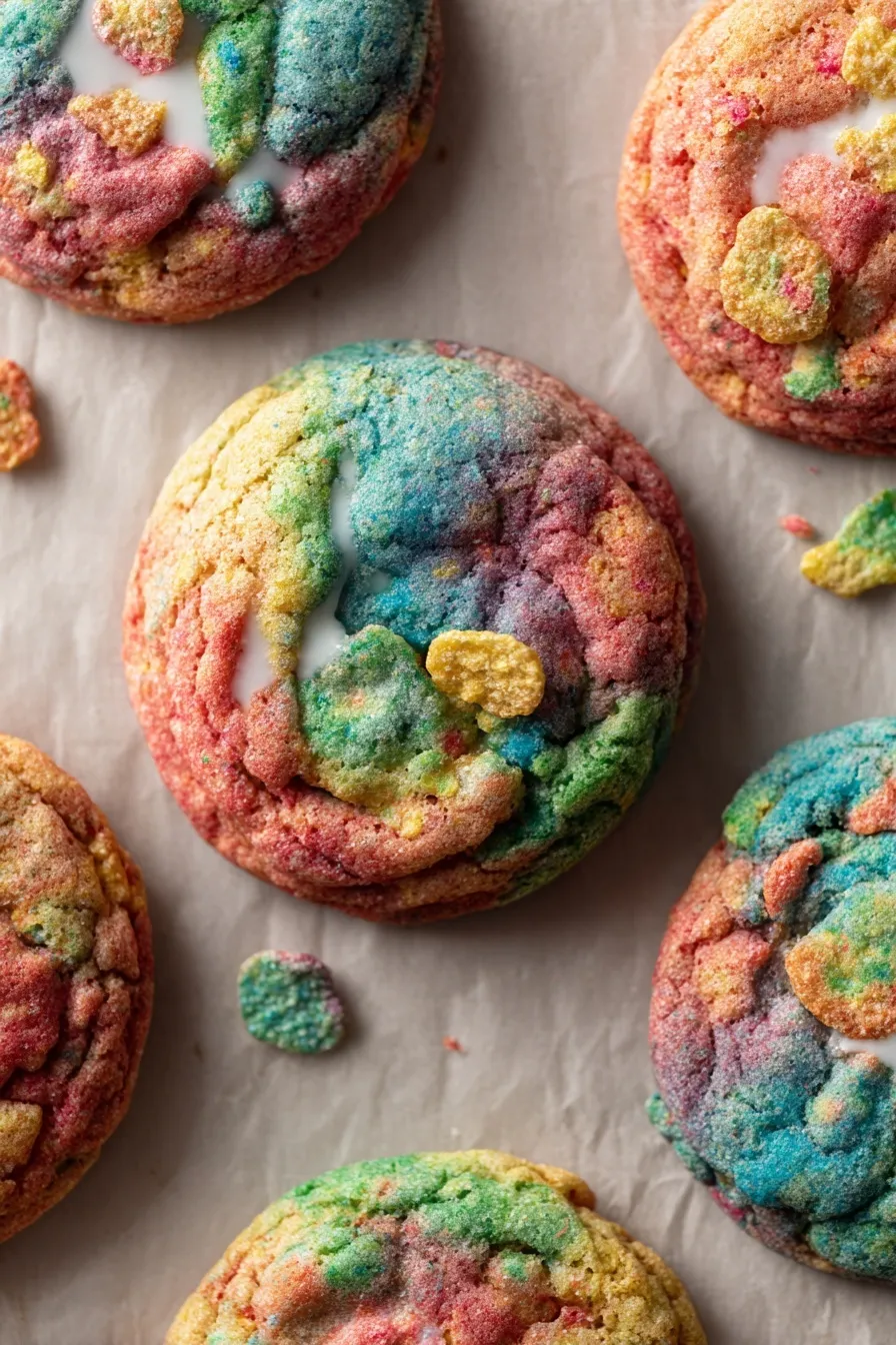 Fruity Pebbles Marshmallow Cookies