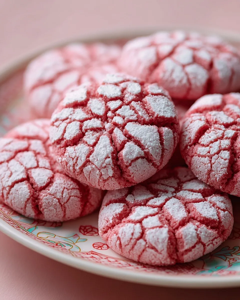 Strawberry Crinkle Cookies