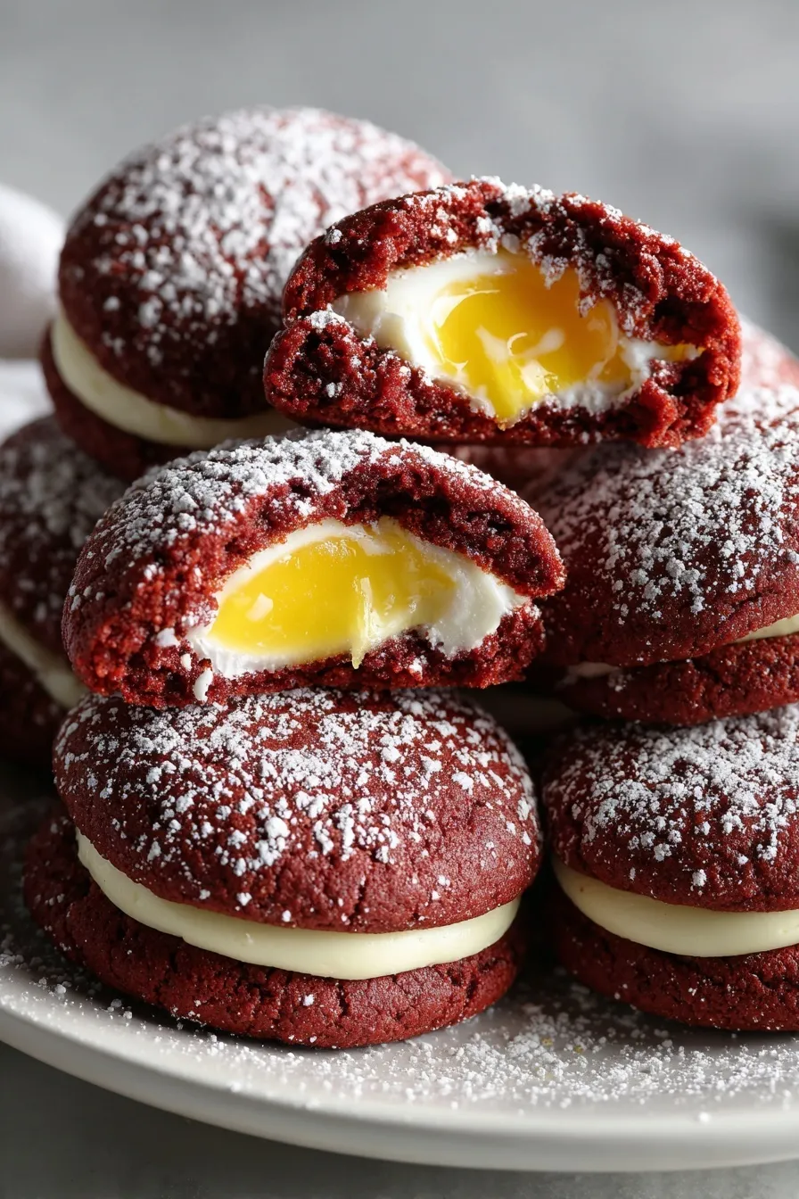 Red velvet thumbprint cookies
