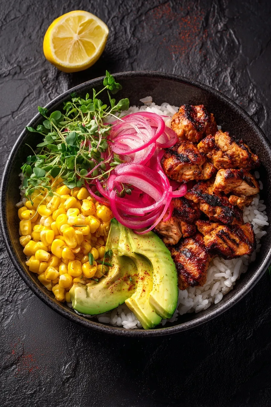 Street corn chicken rice bowl