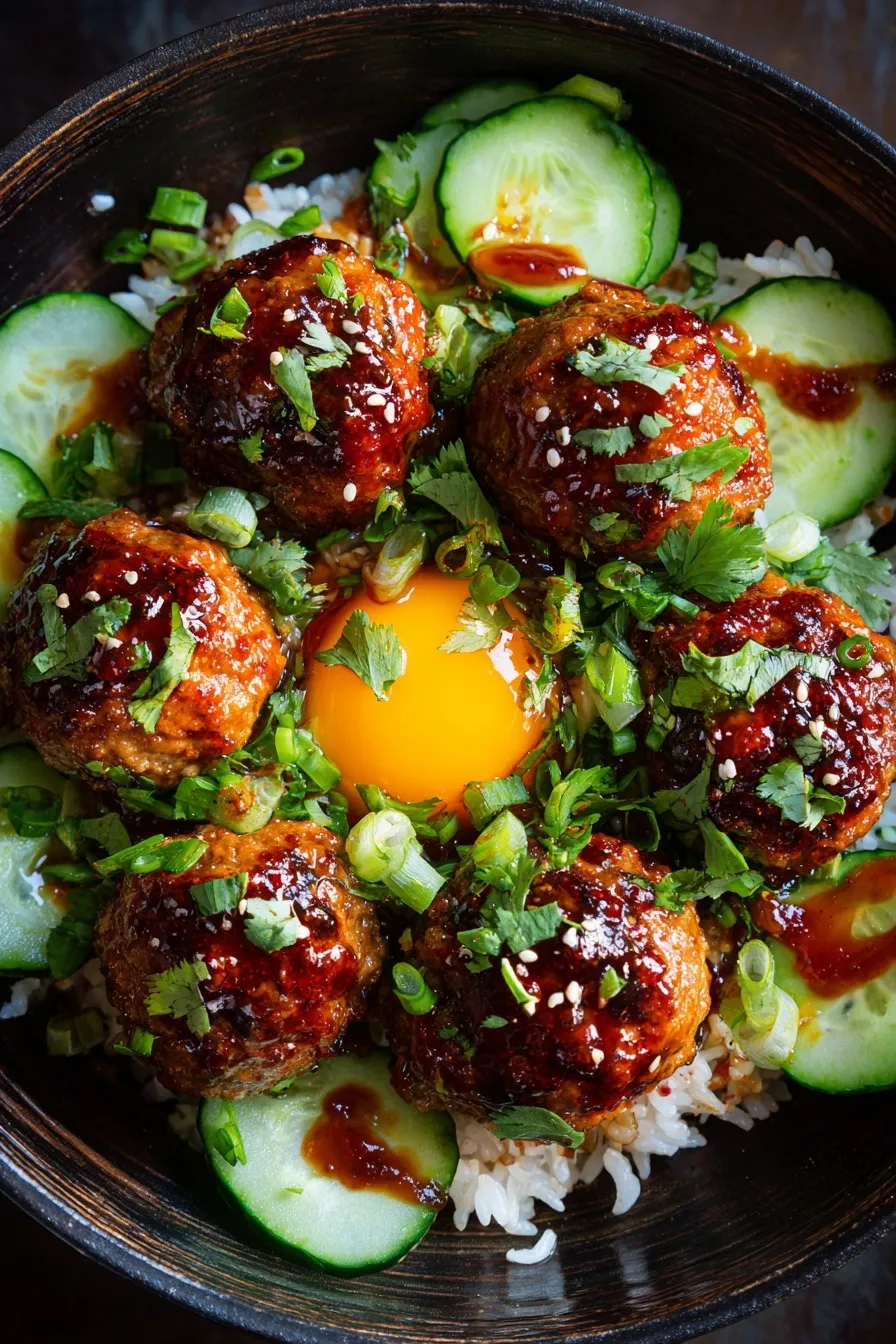 Korean BBQ Meatball Bowls