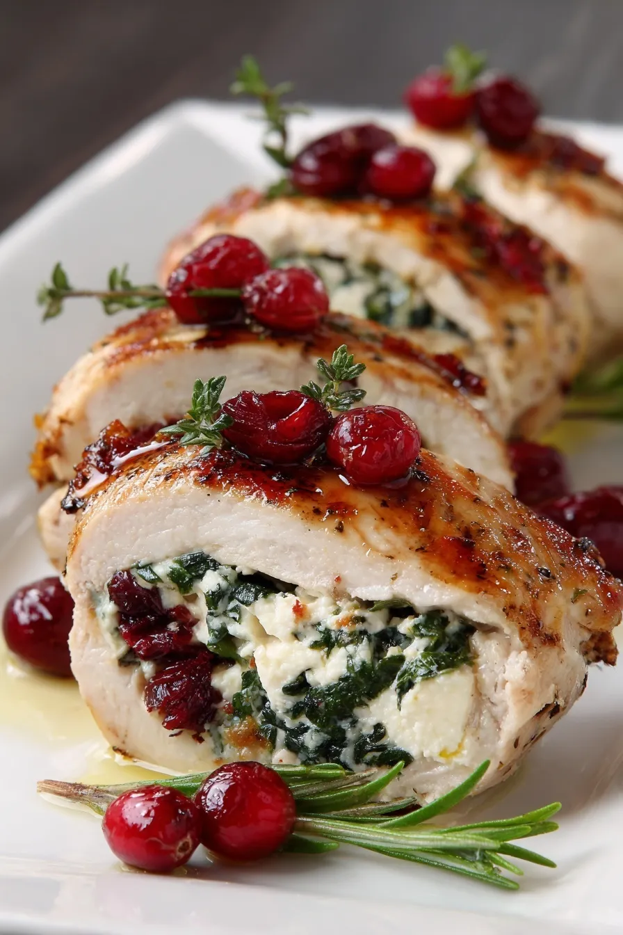 Cranberry Spinach Stuffed Chicken