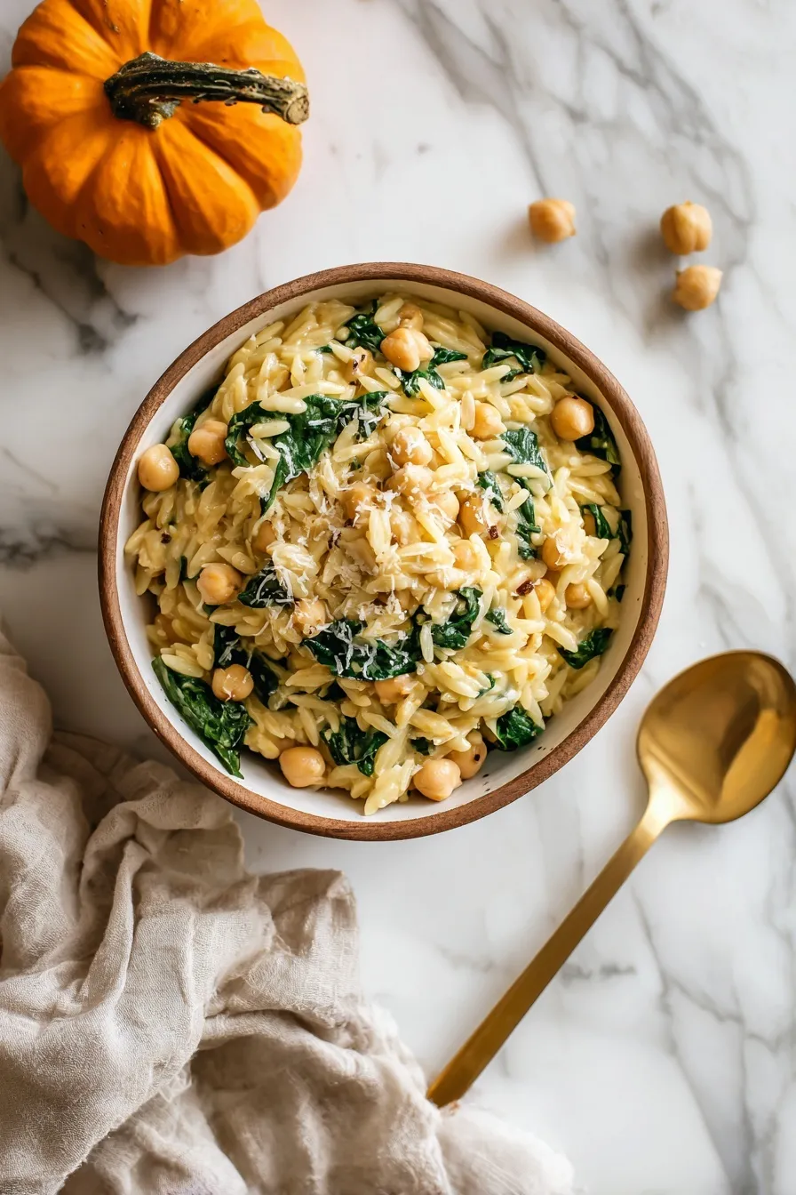 Fall Vegetable Orzo Chickpeas