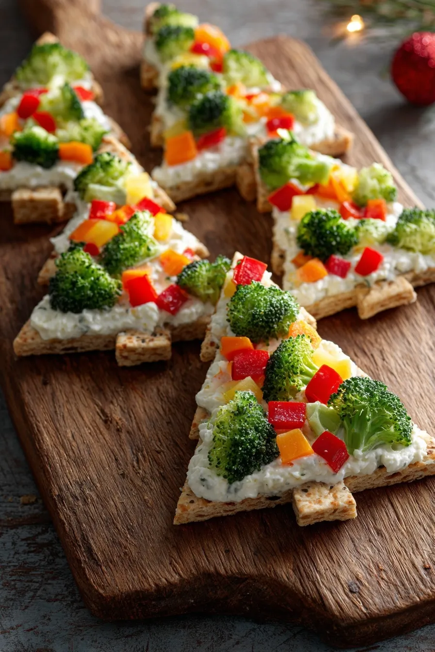 Christmas tree veggie pizza