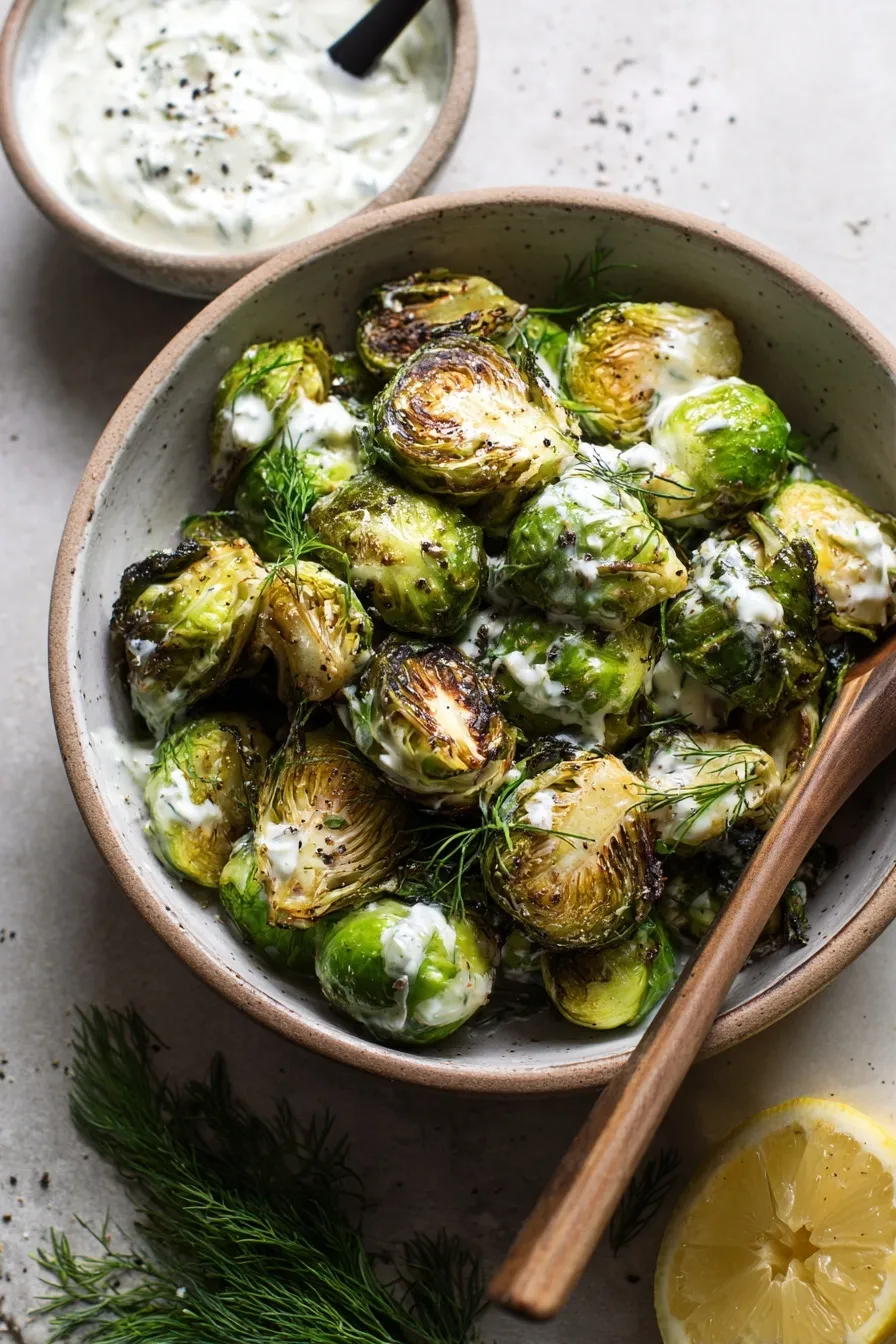 crispy Brussels sprouts Dijon aioli