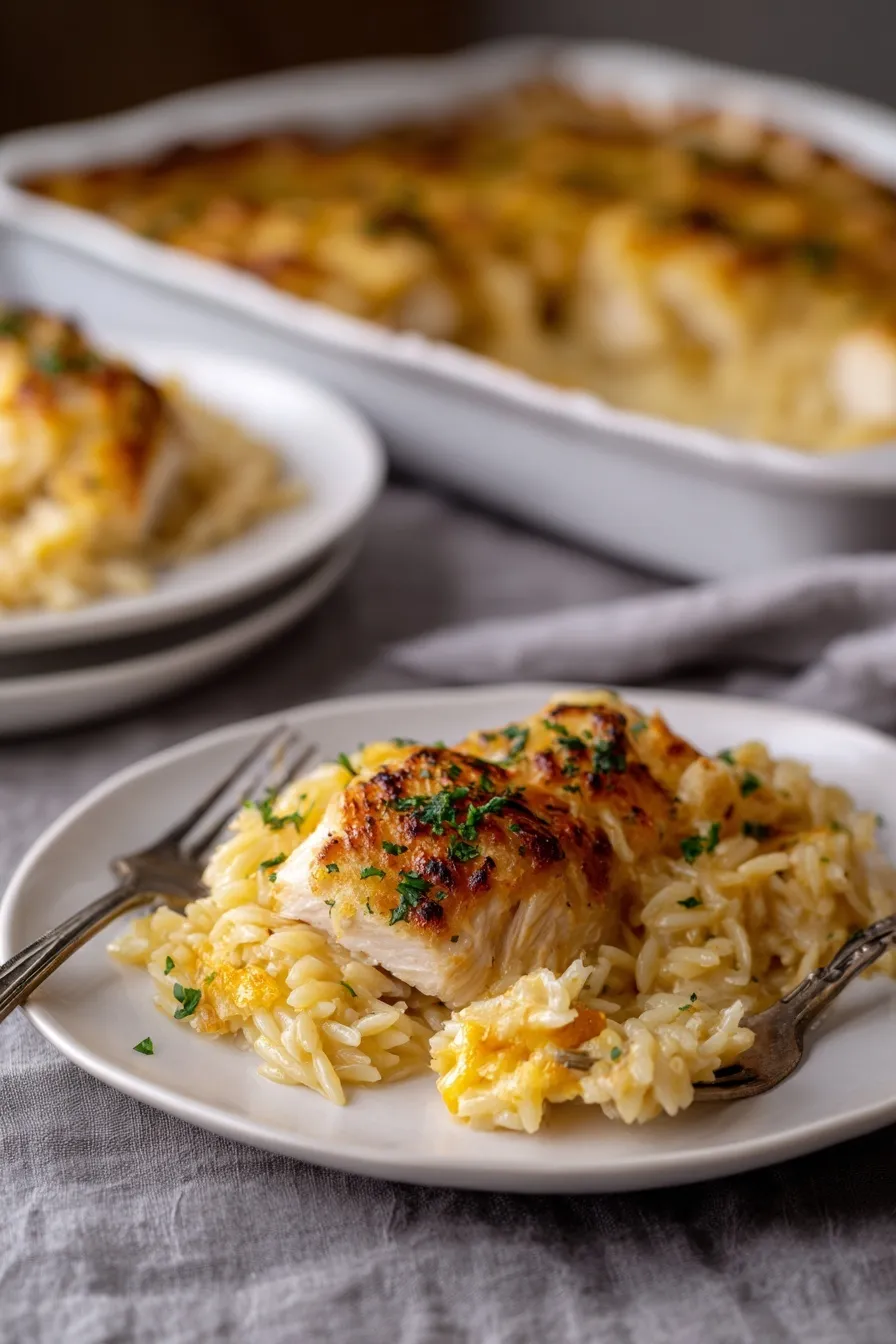 French Onion Orzo Bake