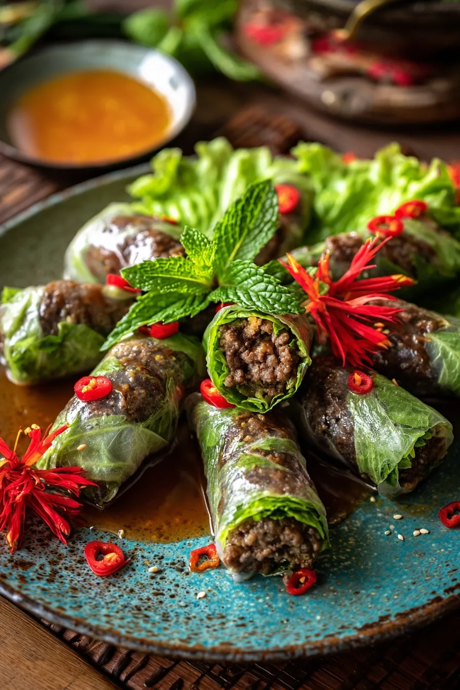 Thai Basil Beef Rolls