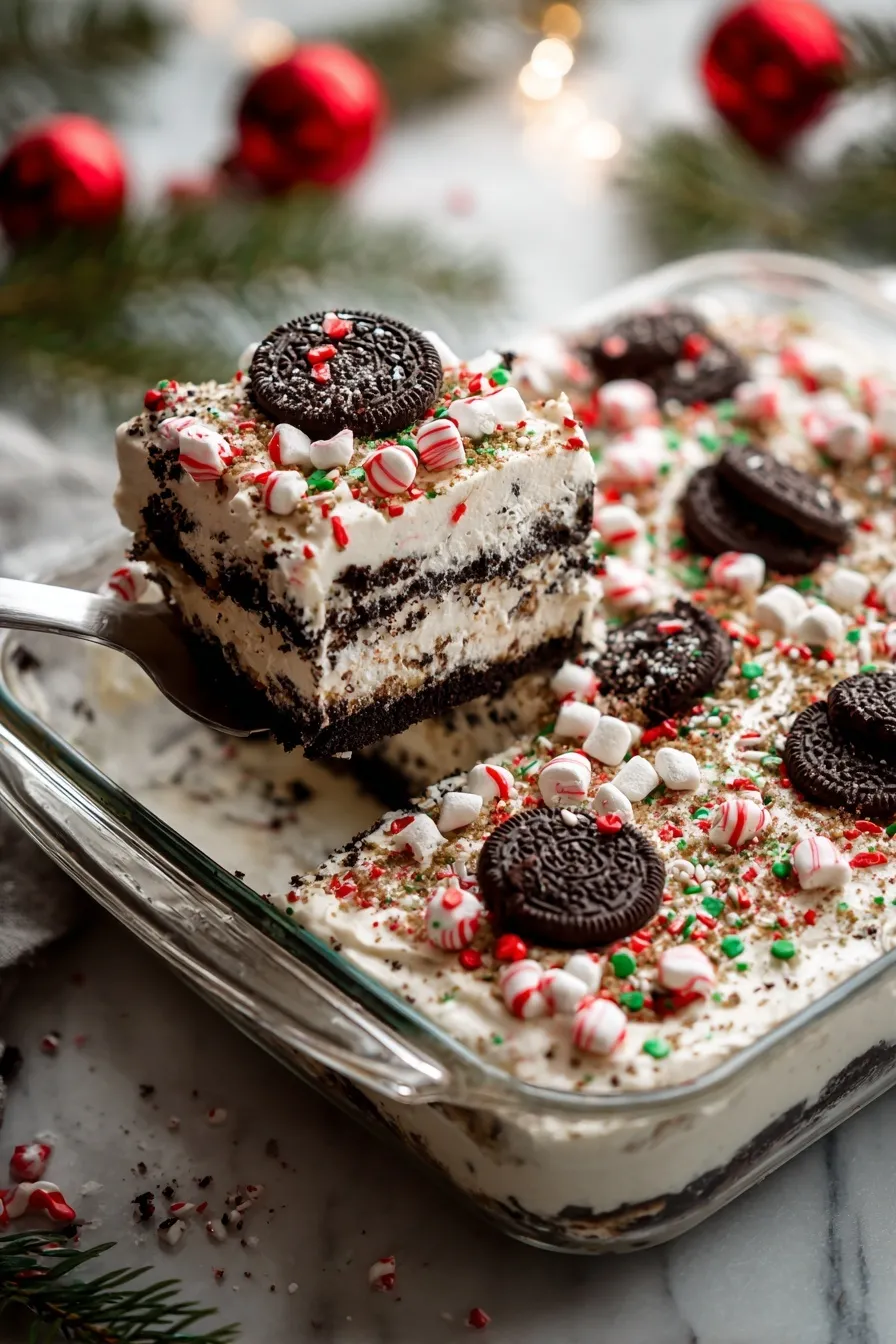 Christmas Oreo Lasagna