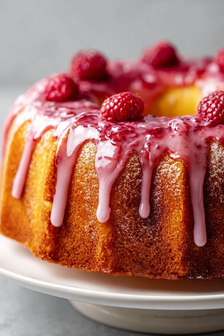 White Chocolate Raspberry Bundt Cake