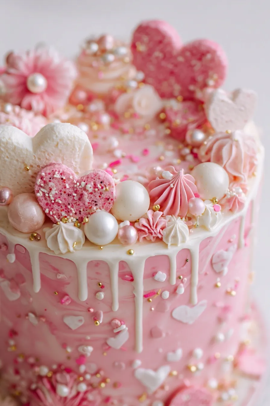 Piped Hearts Valentine's Cake