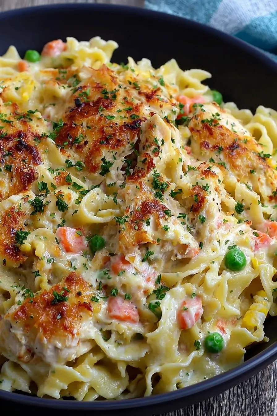 Cheddar chicken pot pie tortellini